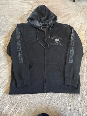 Harley-Davidson WILLIE G SKULL ZIP FRONT HOODIE sweatshirt black XL